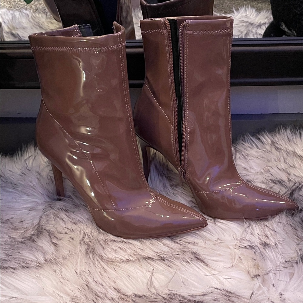 Mix No. 6 Glossy Brown Heeled Boots